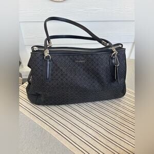 Coach Madison Maggie Op Art Logo Bag with Leather Details and Silver Hardware